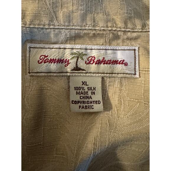 Tommy Bahama Men's XL Tan Silk Short Sleeve Button Up Resort Shirt Textured - Picture 5 of 6